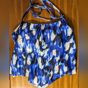 Women Time and Tru Tie Dye Swim Tankini Top Blue